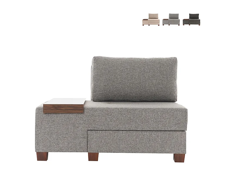 Sillón cama chaise longue izquierda plegable de lino Betty Left - Gris