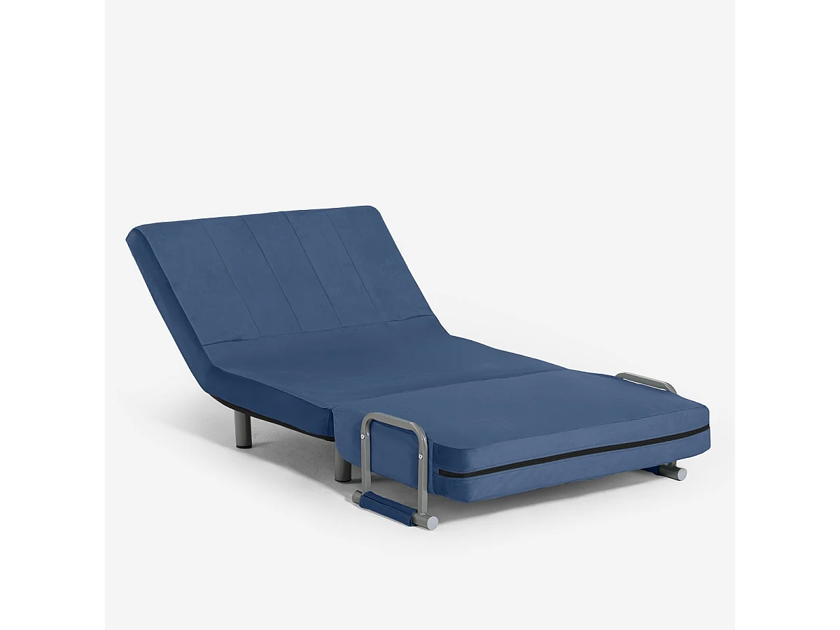 Poltrona letto pieghevole salvaspazio in velluto Deborah Twin Lux - Blu