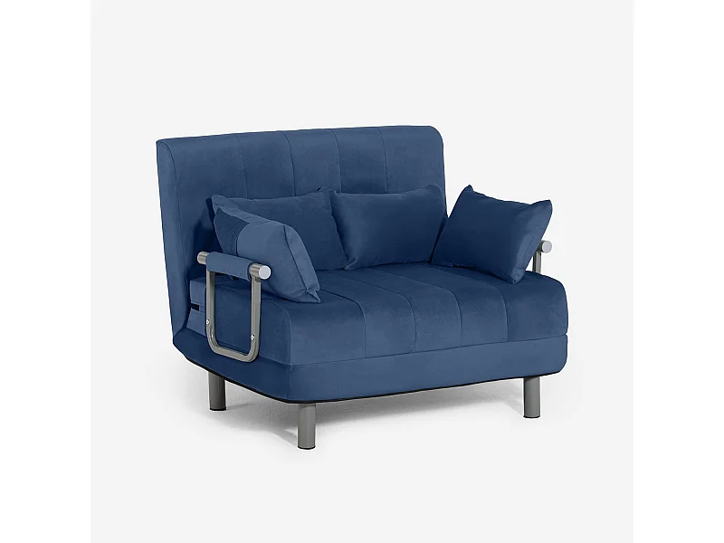 Poltrona letto pieghevole salvaspazio in velluto Deborah Twin Lux - Blu