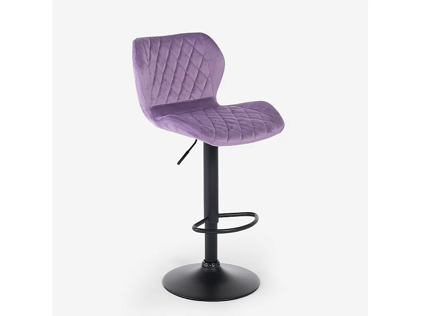 Taburete de barra de cocina ajustable moderno en tela de terciopelo Jersey. - Morado