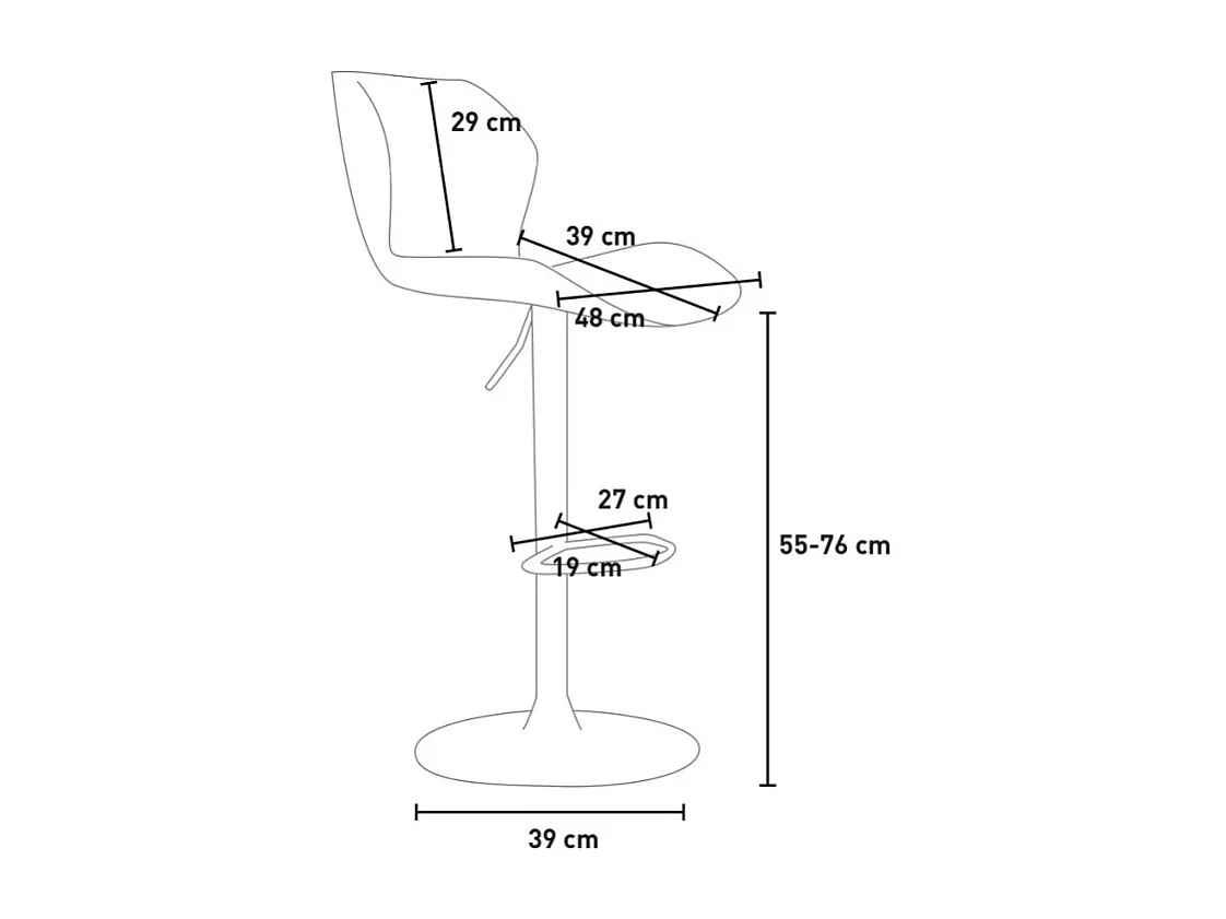 Taburete de barra de cocina ajustable moderno en tela de terciopelo Jersey. - Morado