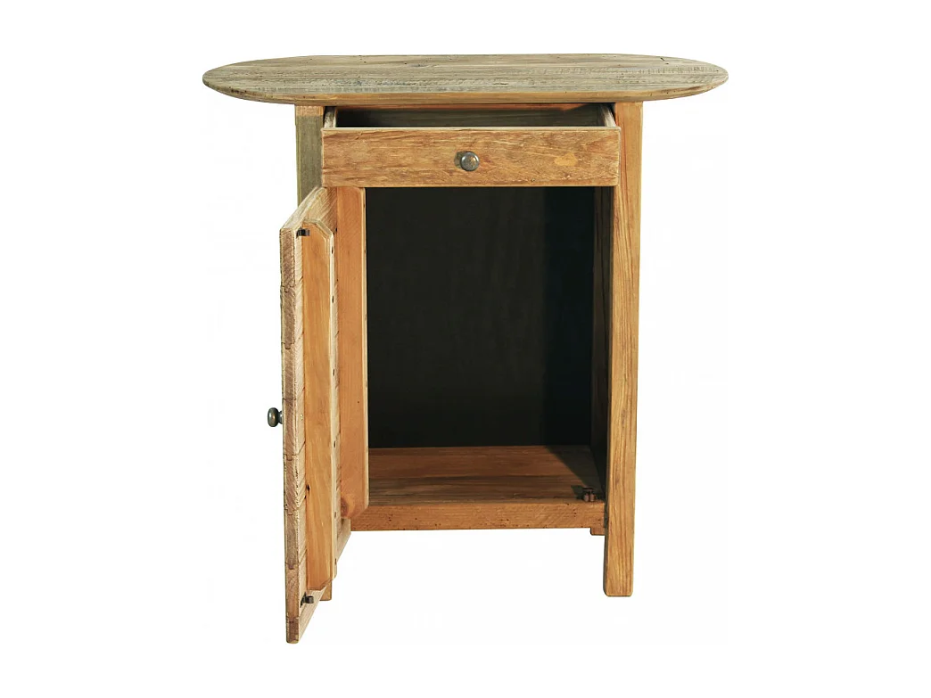 Mesita de noche de madera con puerta y cajón Farran