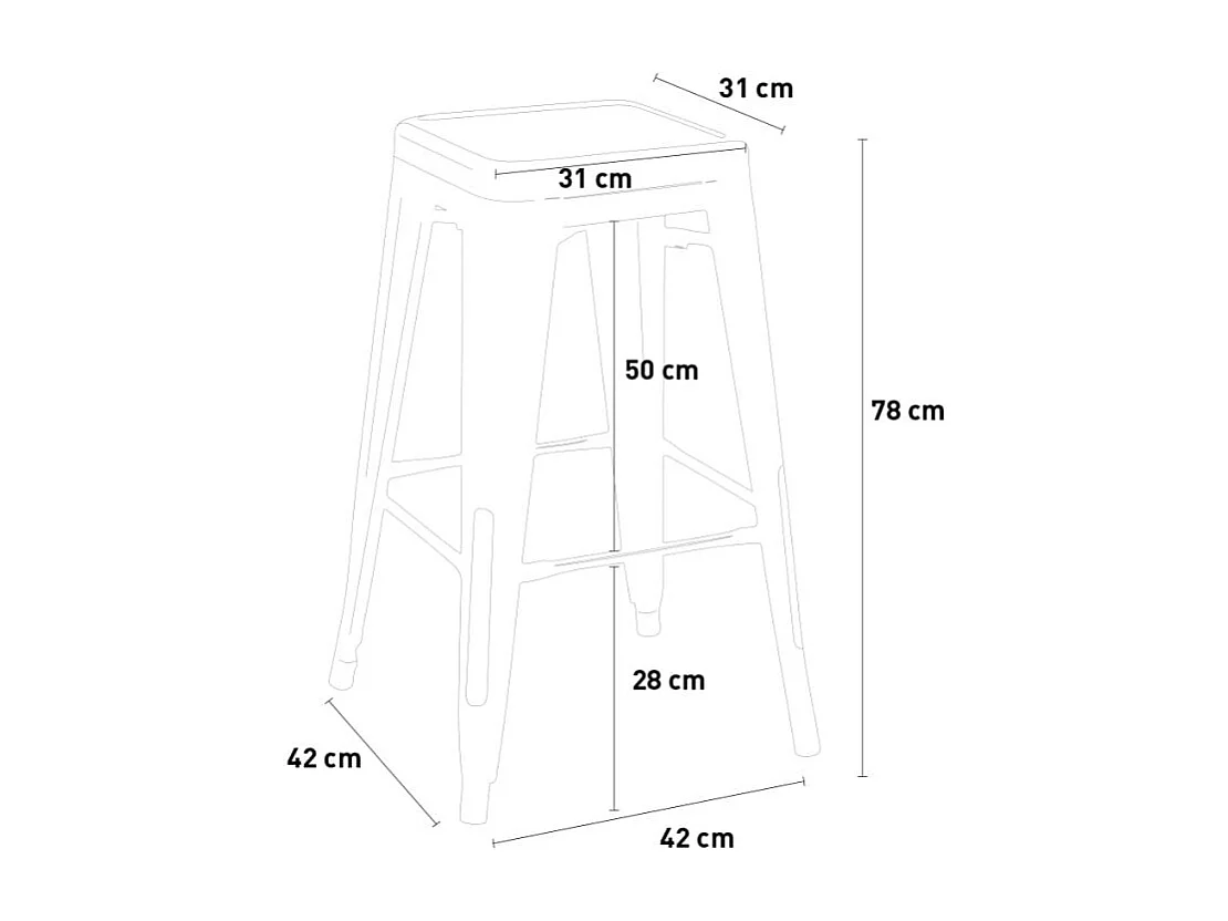 tabouret haut en métal pour cuisine-bar plateau en bois steel up wood - Turquoise