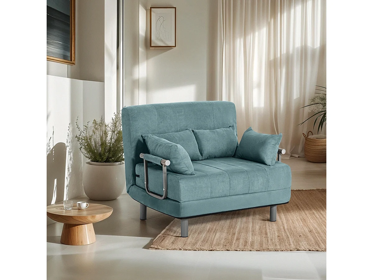 Sillón cama de tela plegable compacto Deborah Twin Class - Azul
