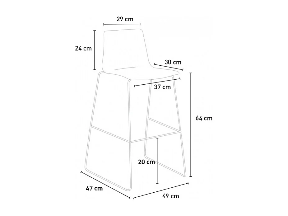 Grand Soleil Design Hocker Bar Küche 64 cm Design Mini Imola - Bordeaux