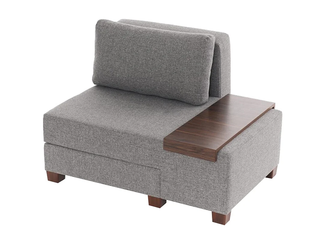 Sillón cama chaise longue derecha plegable en lino Betty Right - Gris