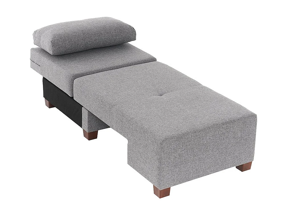 Sillón cama chaise longue derecha plegable en lino Betty Right - Gris