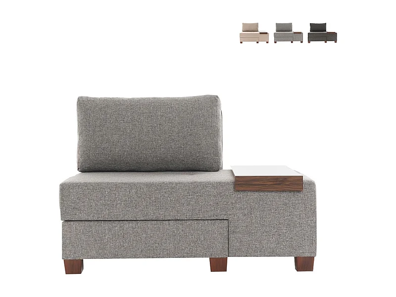 Sillón cama chaise longue derecha plegable en lino Betty Right - Gris