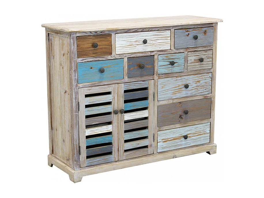 Cómoda aparador shabby chic de madera multicolor Greg