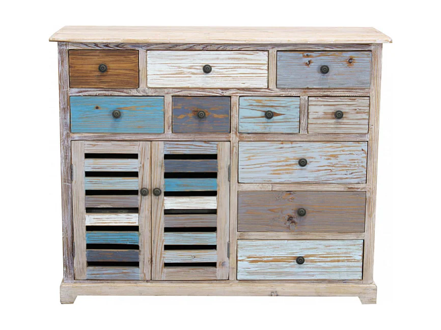 Cómoda aparador shabby chic de madera multicolor Greg