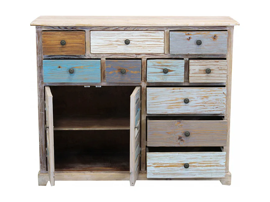 Cómoda aparador shabby chic de madera multicolor Greg