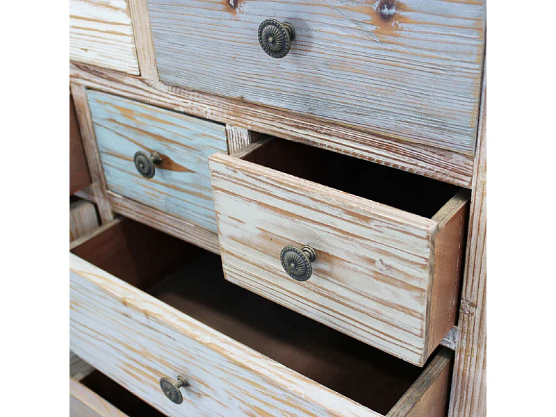 Cómoda aparador shabby chic de madera multicolor Greg