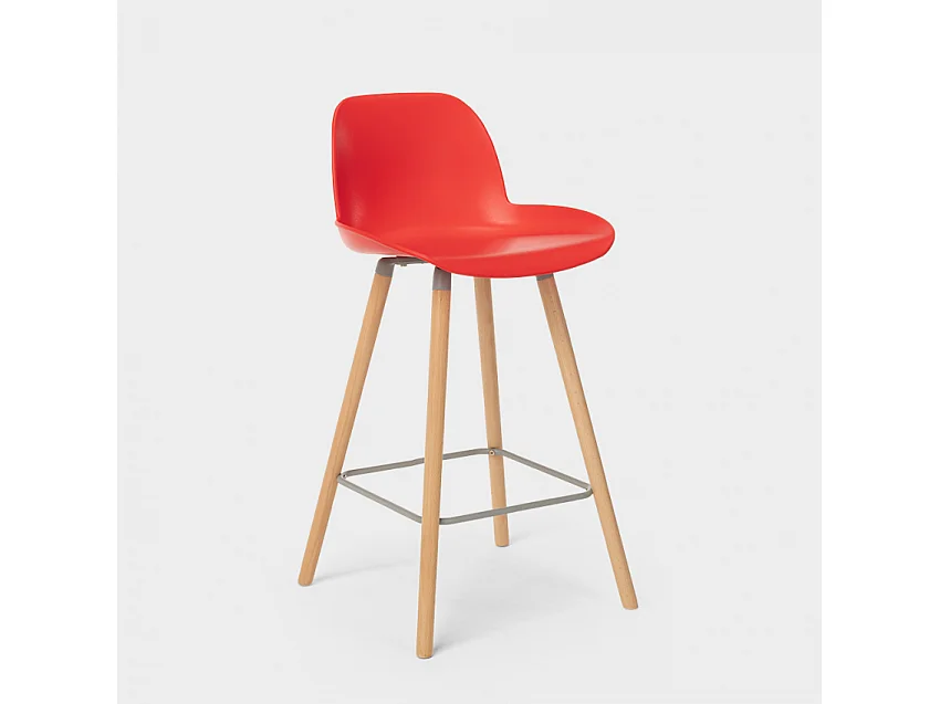 Tabouret haut moderne Eiffel pour bar et cuisine design scandinave Burj 65 - Rouge