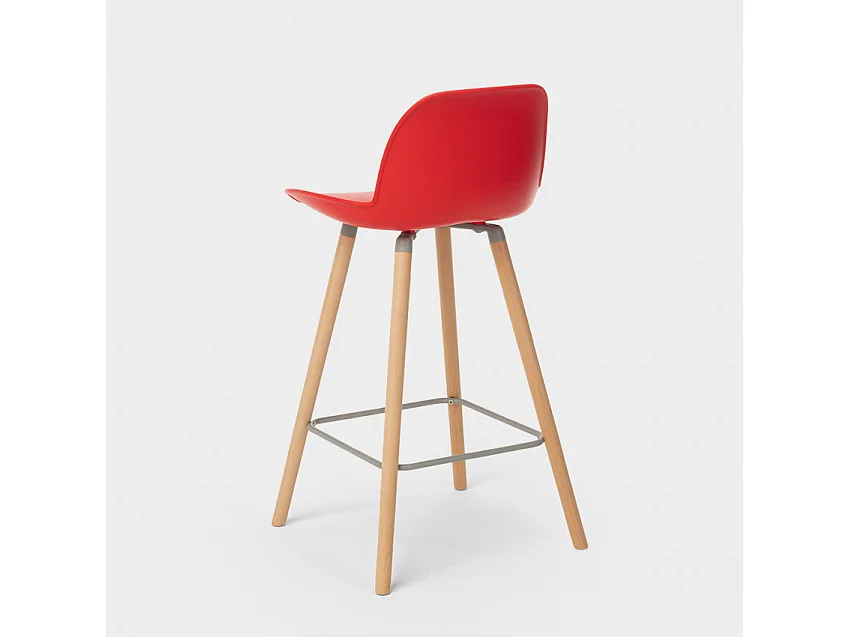 Tabouret haut moderne Eiffel pour bar et cuisine design scandinave Burj 65 - Rouge