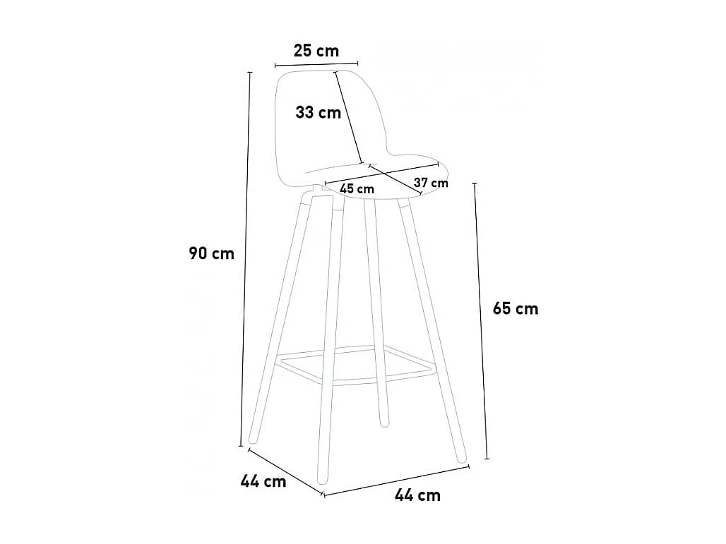 Tabouret haut moderne Eiffel pour bar et cuisine design scandinave Burj 65 - Rouge