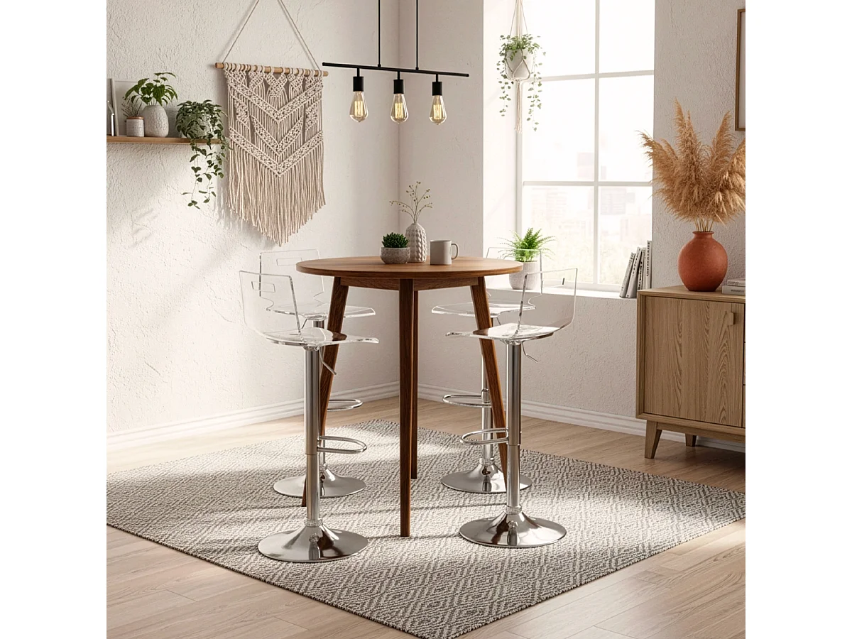 San José Design Moderner Bar- und Küchenhocker aus verchromtem Stahl - Transparent