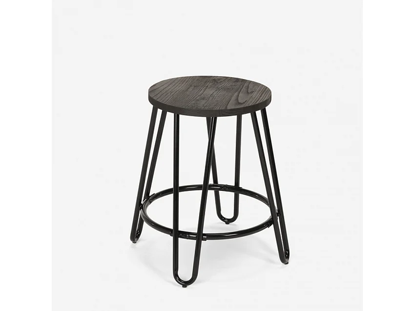 Taburete de madera de metal de diseño industrial para bares, restaurantes, cocinas Carbon One - Negro
