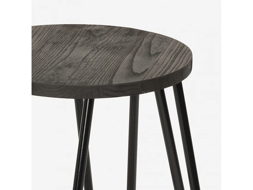 Taburete de madera de metal de diseño industrial para bares, restaurantes, cocinas Carbon One - Negro