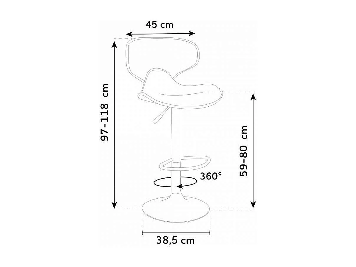 Tabouret de cuisine et bar design moderne pivotant chromé Amarillo - Blanc