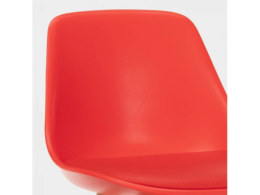 Tabouret de bar et cuisine avec coussin design scandinave Willis Wood - Rouge