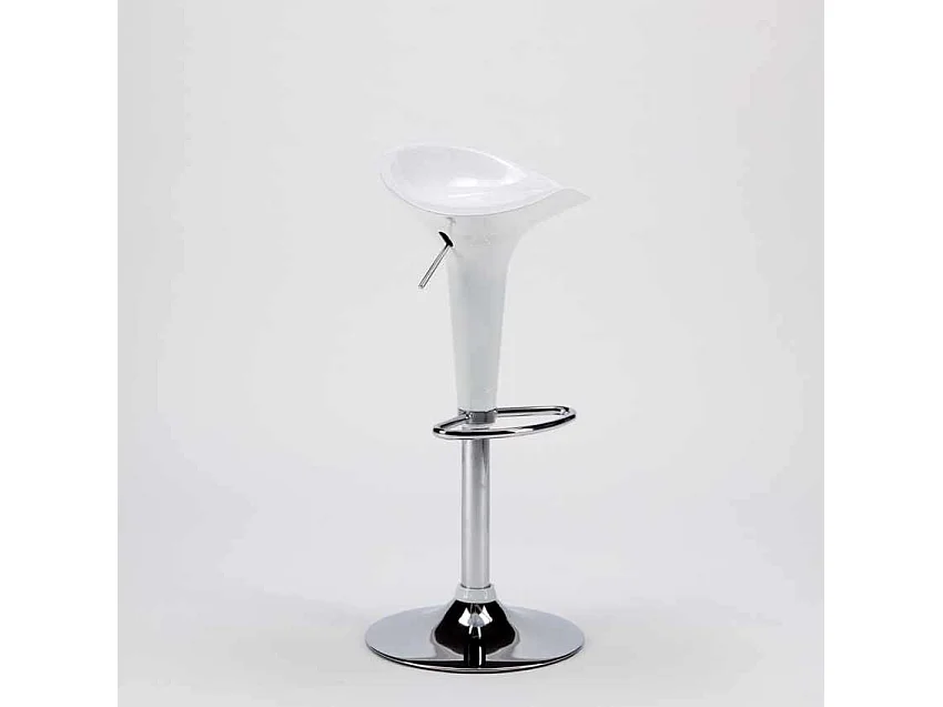 Taburete de bar y cocina giratorio y ajustable de polipropileno Boston - Blanco