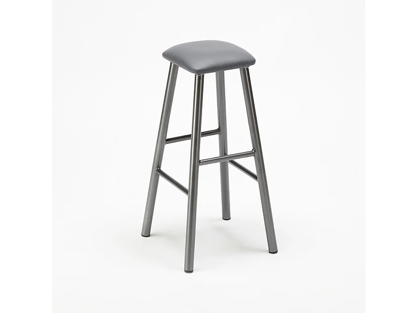 Industrieller Hocker aus Metall mit Kunstlederpolster Hardness - Grau
