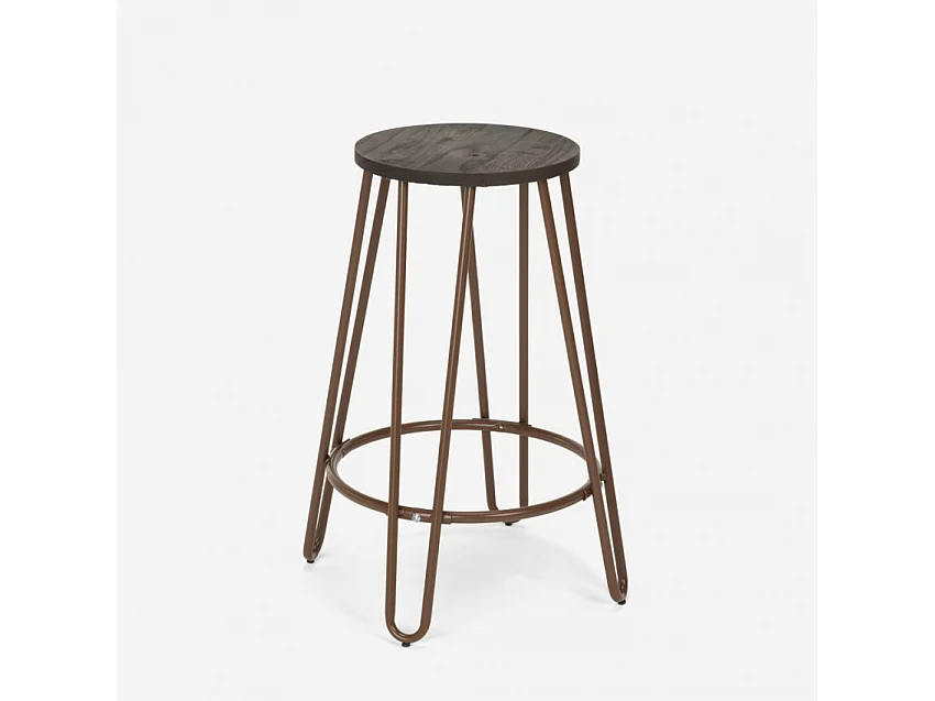 Hoher Hocker Industrielles Design Metall Holz für Bars, Restaurants, Küchen Carbon Top - Braun