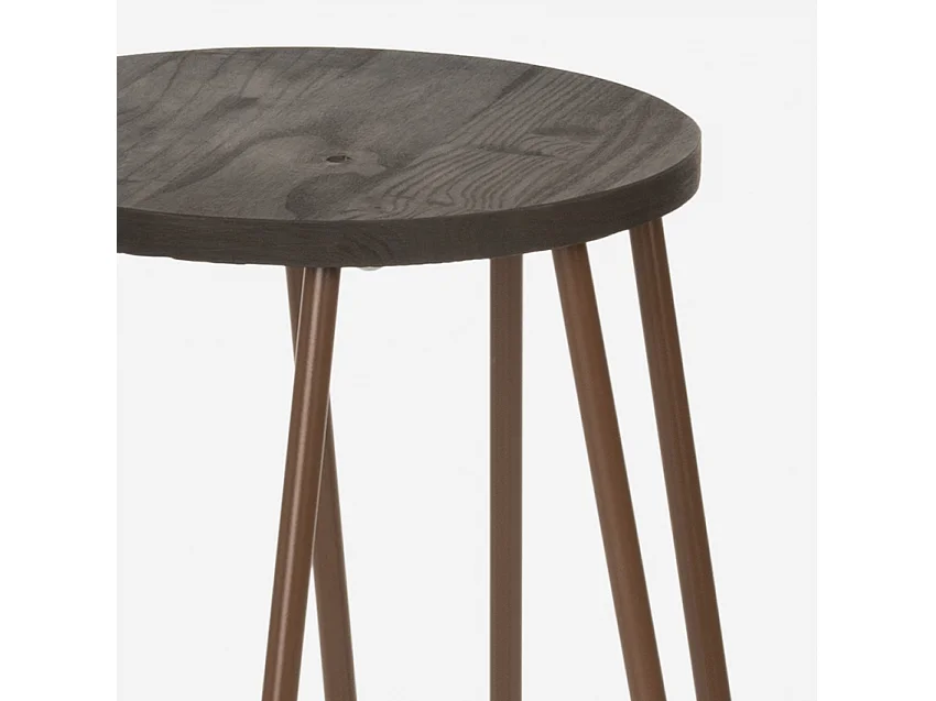Hoher Hocker Industrielles Design Metall Holz für Bars, Restaurants, Küchen Carbon Top - Braun