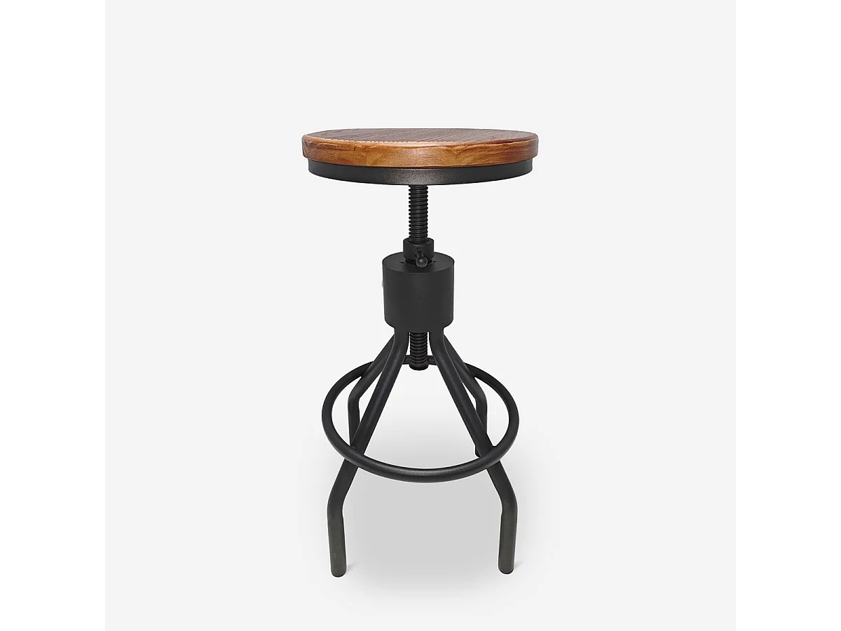 Barhocker Industriestil aus Holz und Metall schraubverstellbar Skiv