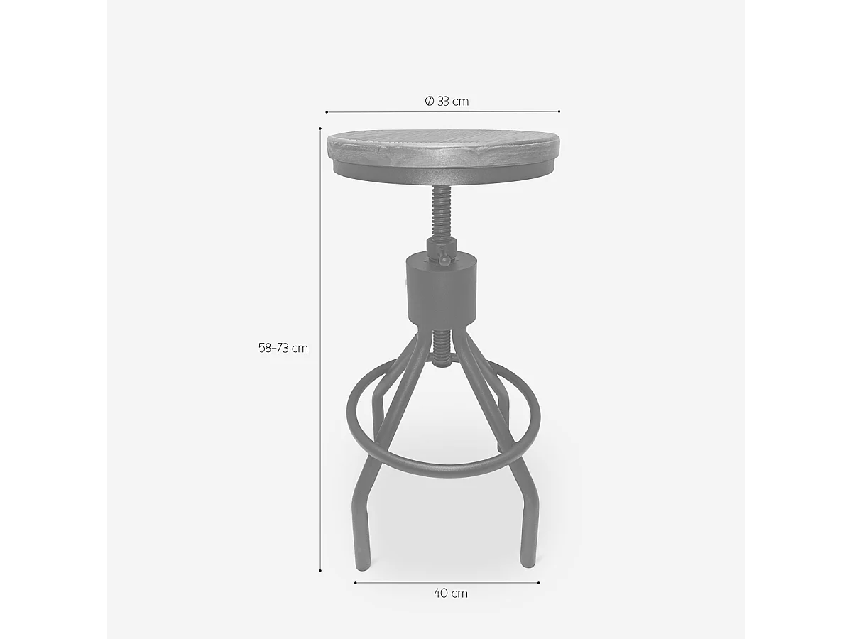 Barhocker Industriestil aus Holz und Metall schraubverstellbar Skiv