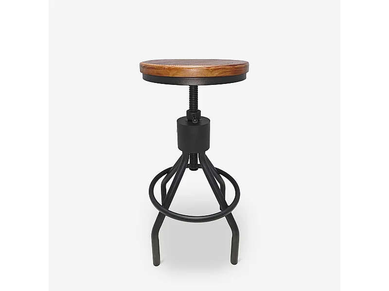 Barhocker Industriestil aus Holz und Metall schraubverstellbar Skiv