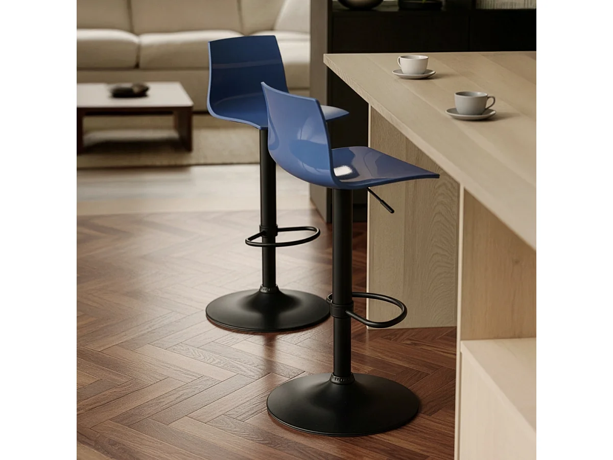 Design-Küchenbarhocker mit verstellbarem mattschwarzem Fuß Grand Soleil Imola Matt - Blau