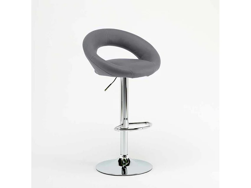 Hoher drehbarer Küchenbarhocker mit verstellbarer Fußstütze Chicago - Grau