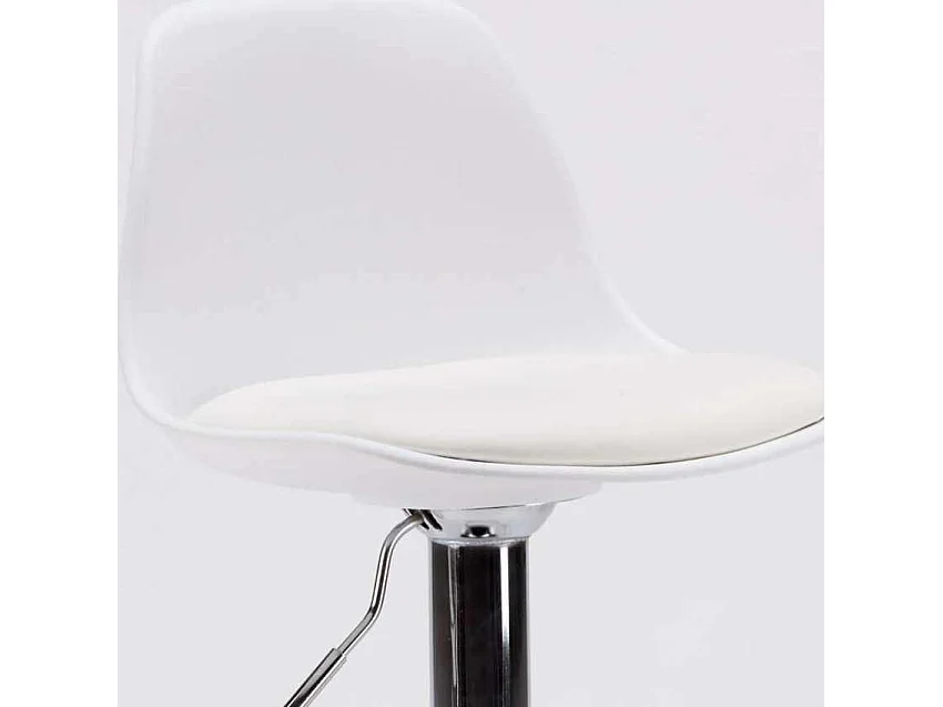 Tabouret de bar cuisine réglable en hauteur similicuir Design New Orleans - Blanc