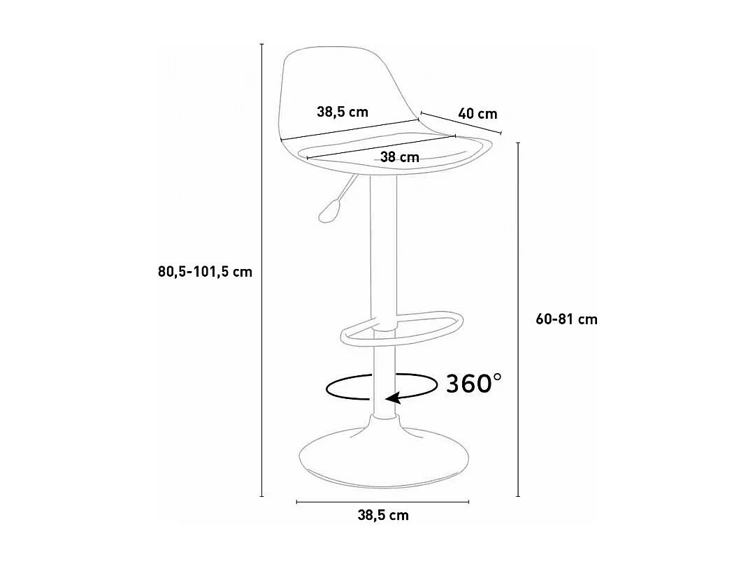 Tabouret de bar cuisine réglable en hauteur similicuir Design New Orleans - Blanc