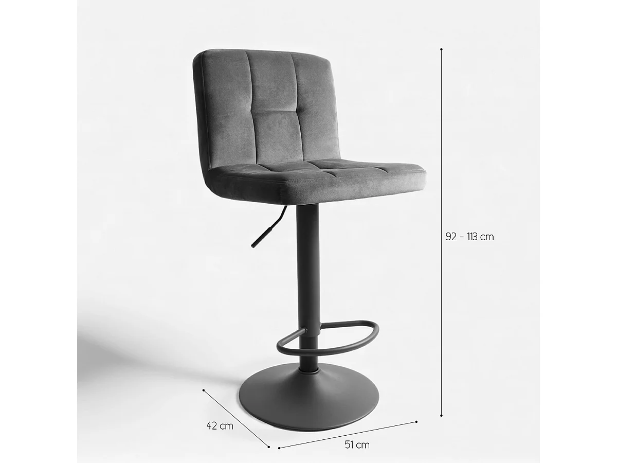 Set 2 sgabelli girevoli in velluto regolabili Eclisse