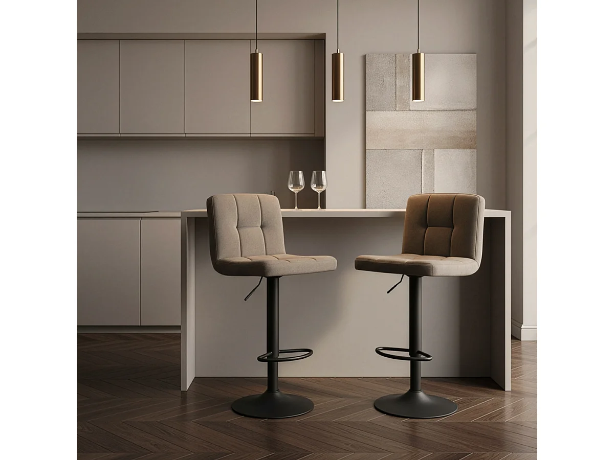 Set aus 2 verstellbaren Drehhockern aus Samt Eclisse