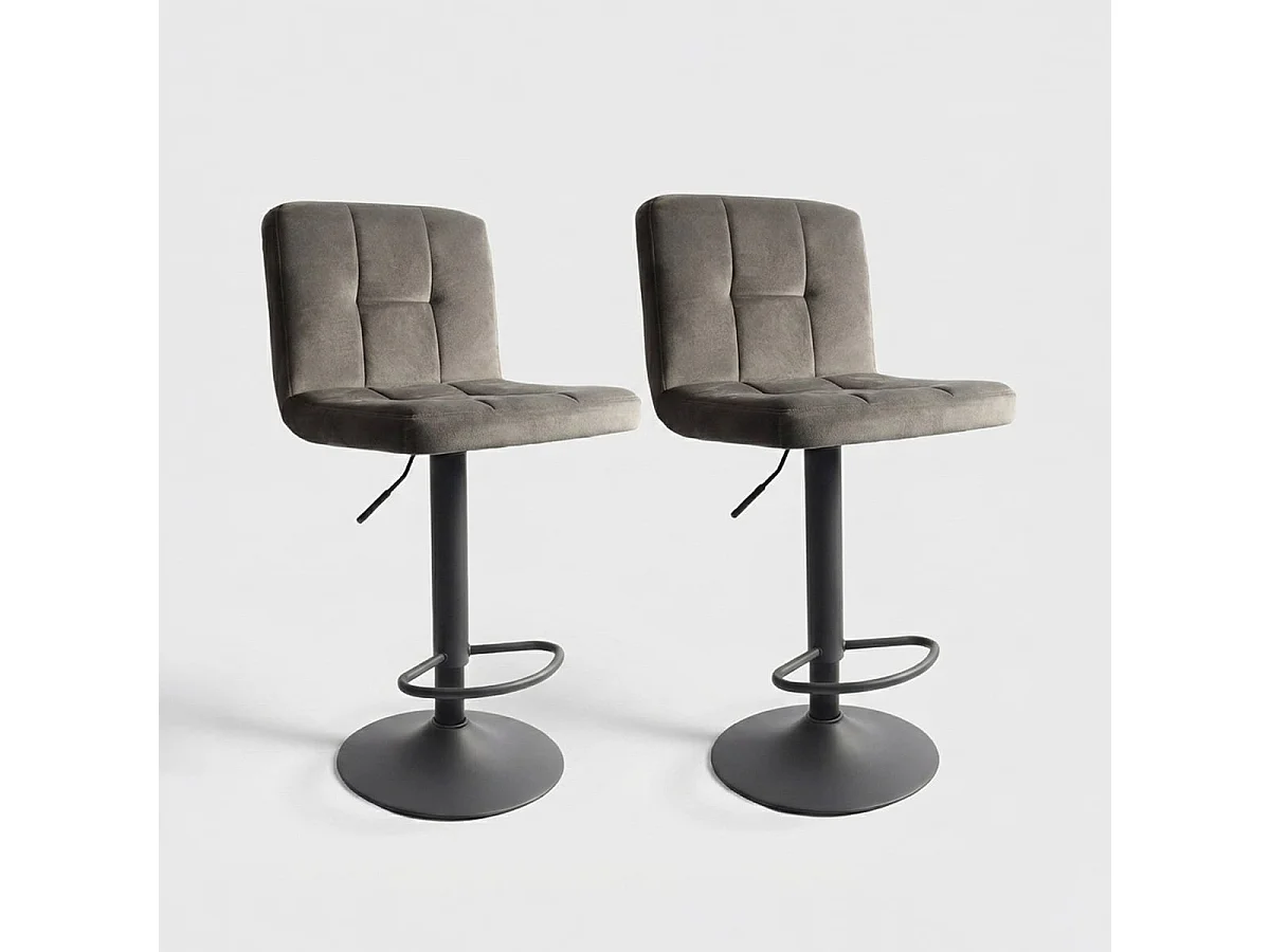 Set aus 2 verstellbaren Drehhockern aus Samt Eclisse
