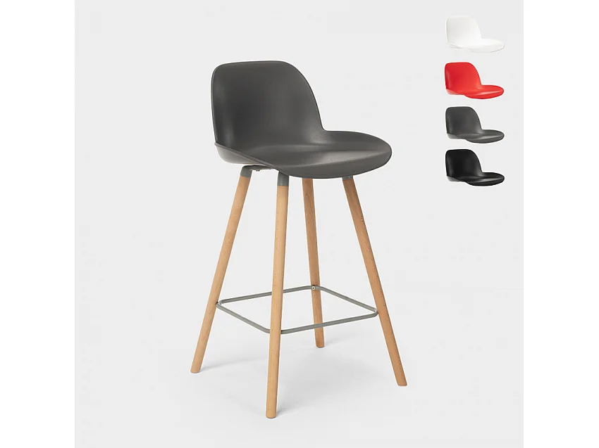 Eiffel Burj 65 moderner hoher Hocker für Bar und Küche Skandinavisches Design - Grau