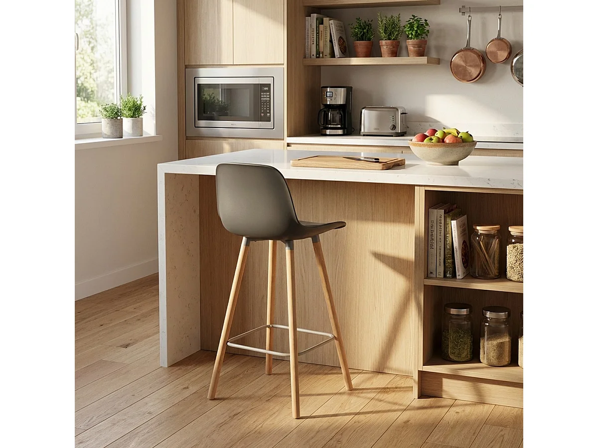 Tabouret haut moderne Eiffel pour bar et cuisine design scandinave Burj 65 - Gris