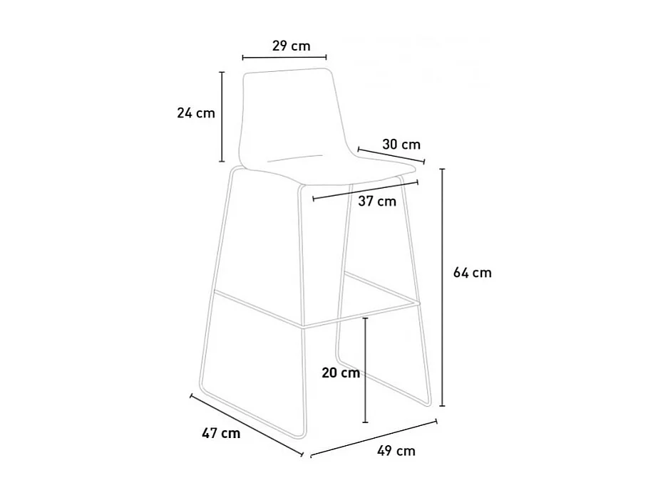 Grand Soleil tabouret design moderne de bar et cuisine 64 cm Mini Imola - Jaune
