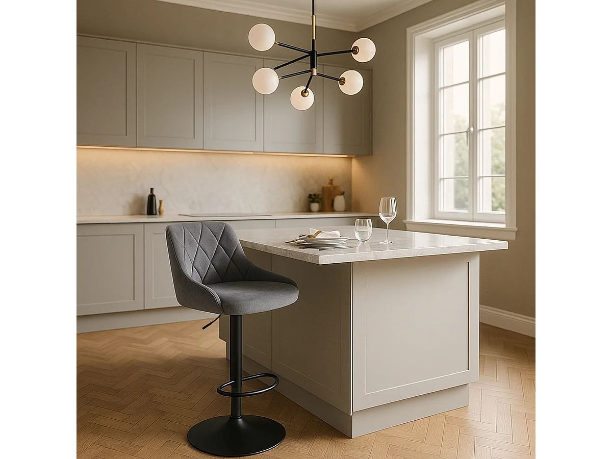 Sgabello bar cucina girevole regolabile poggiapiedi velluto trapuntato Nox