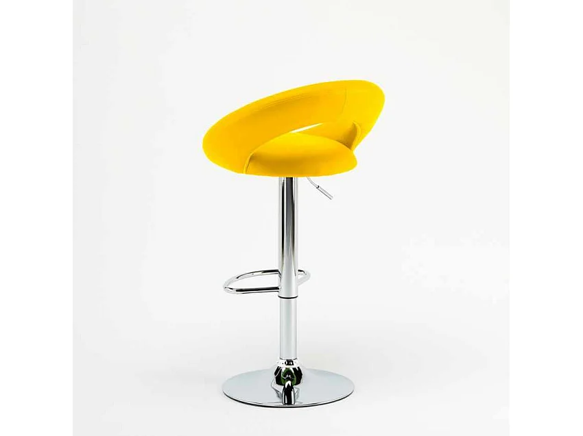 Taburete de cocina alto, giratorio y regulable con Reposapiés Chicago - Amarillo