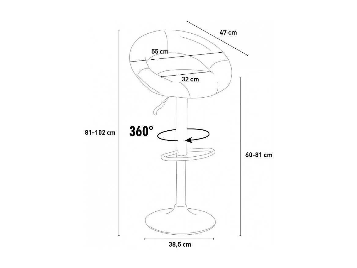 Taburete de cocina alto, giratorio y regulable con Reposapiés Chicago - Amarillo