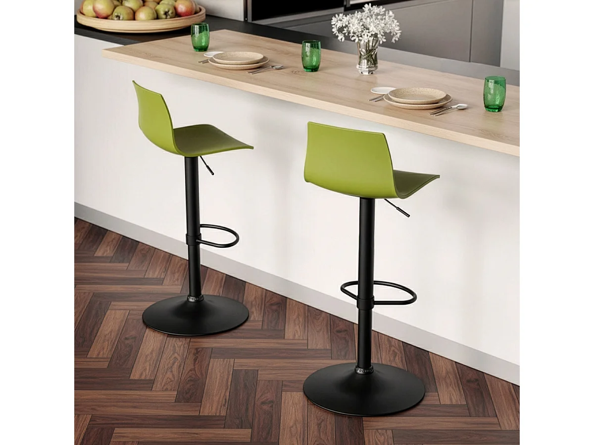 Design-Küchenbarhocker mit verstellbarem mattschwarzem Fuß Grand Soleil Imola Matt - Grün Anis