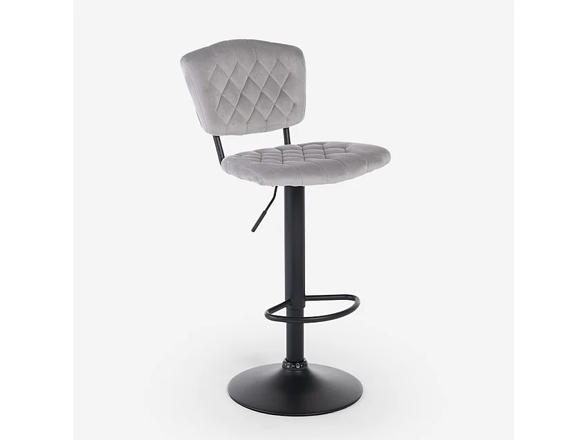 Tabouret de bar de cuisine haut réglable recouvert de tissu velours Toronto - Gris clair