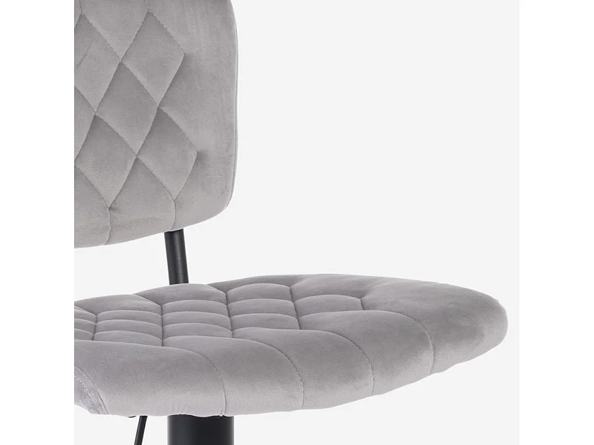 Tabouret de bar de cuisine haut réglable recouvert de tissu velours Toronto - Gris clair
