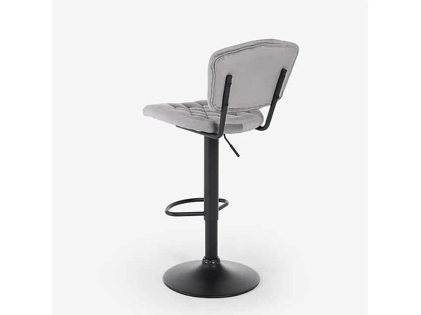 Tabouret de bar de cuisine haut réglable recouvert de tissu velours Toronto - Gris clair