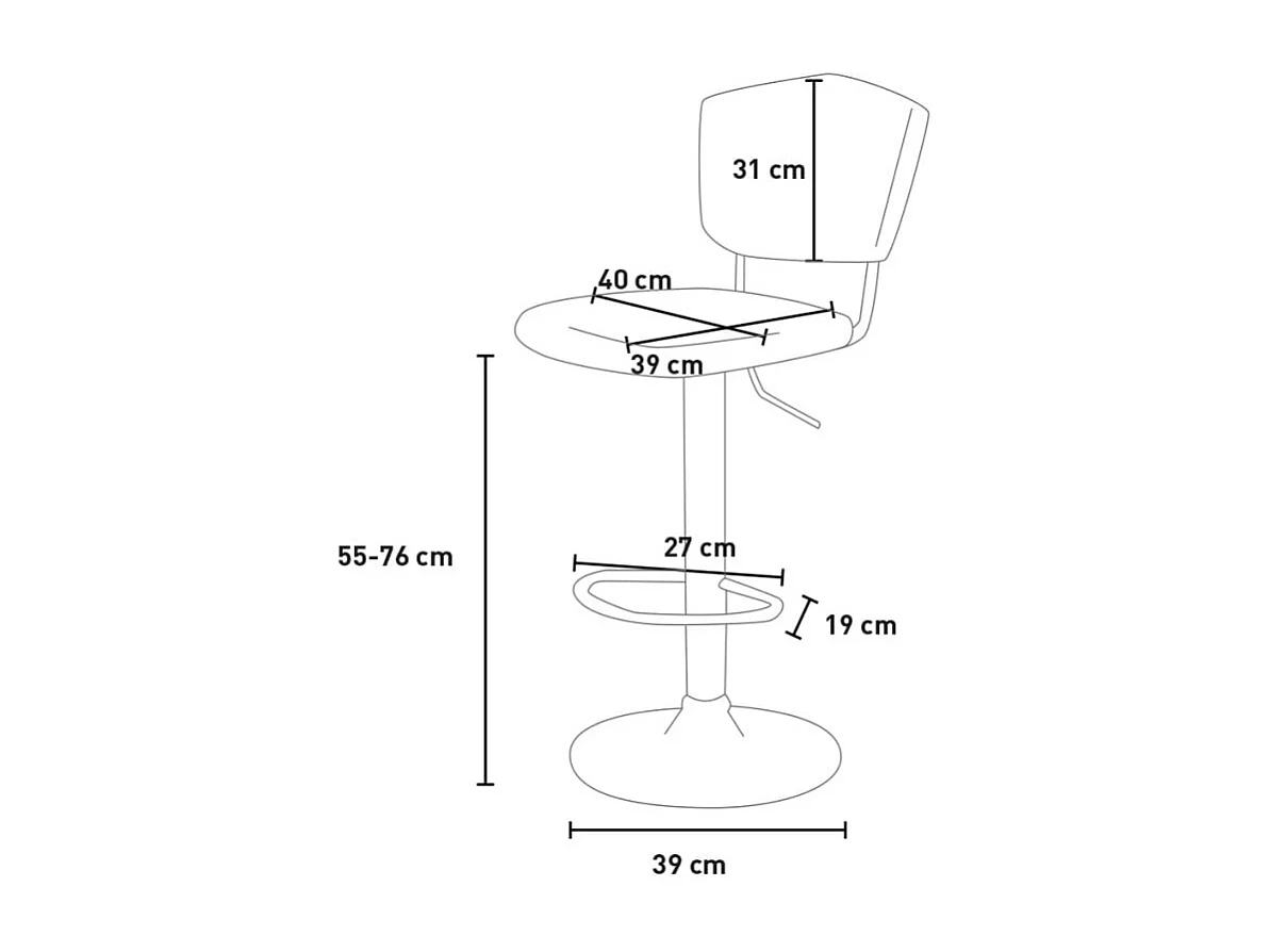 Tabouret de bar de cuisine haut réglable recouvert de tissu velours Toronto - Gris clair