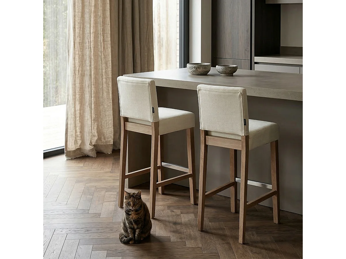 Taburete de bar Cocina de madera estilo Henriksdal alto 74 cm Comfort XL - Shabby Blanco